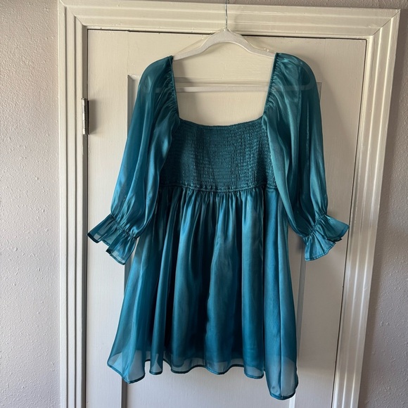 🔥CLEAR OUT🔥 NWT Teal Babydoll Dress Women’s Size Large - Picture 6 of 8